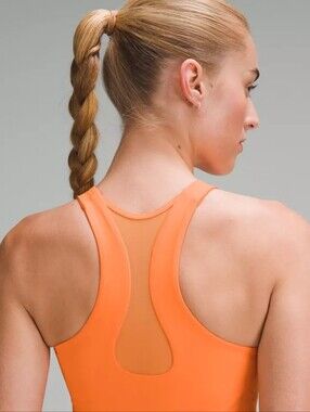 Lululemon Mesh-Back Train Bra *Medium Support, A/B Cup In Orange Frappe Size 8